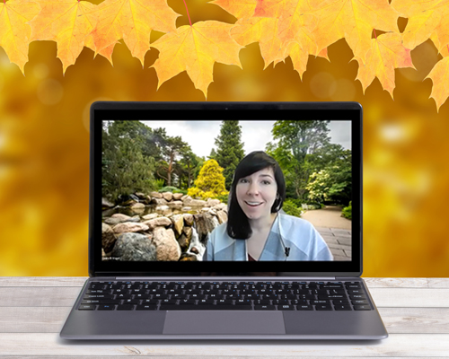 Minnesota Plants Webinar series host Laura Vogel on a fall computer screen