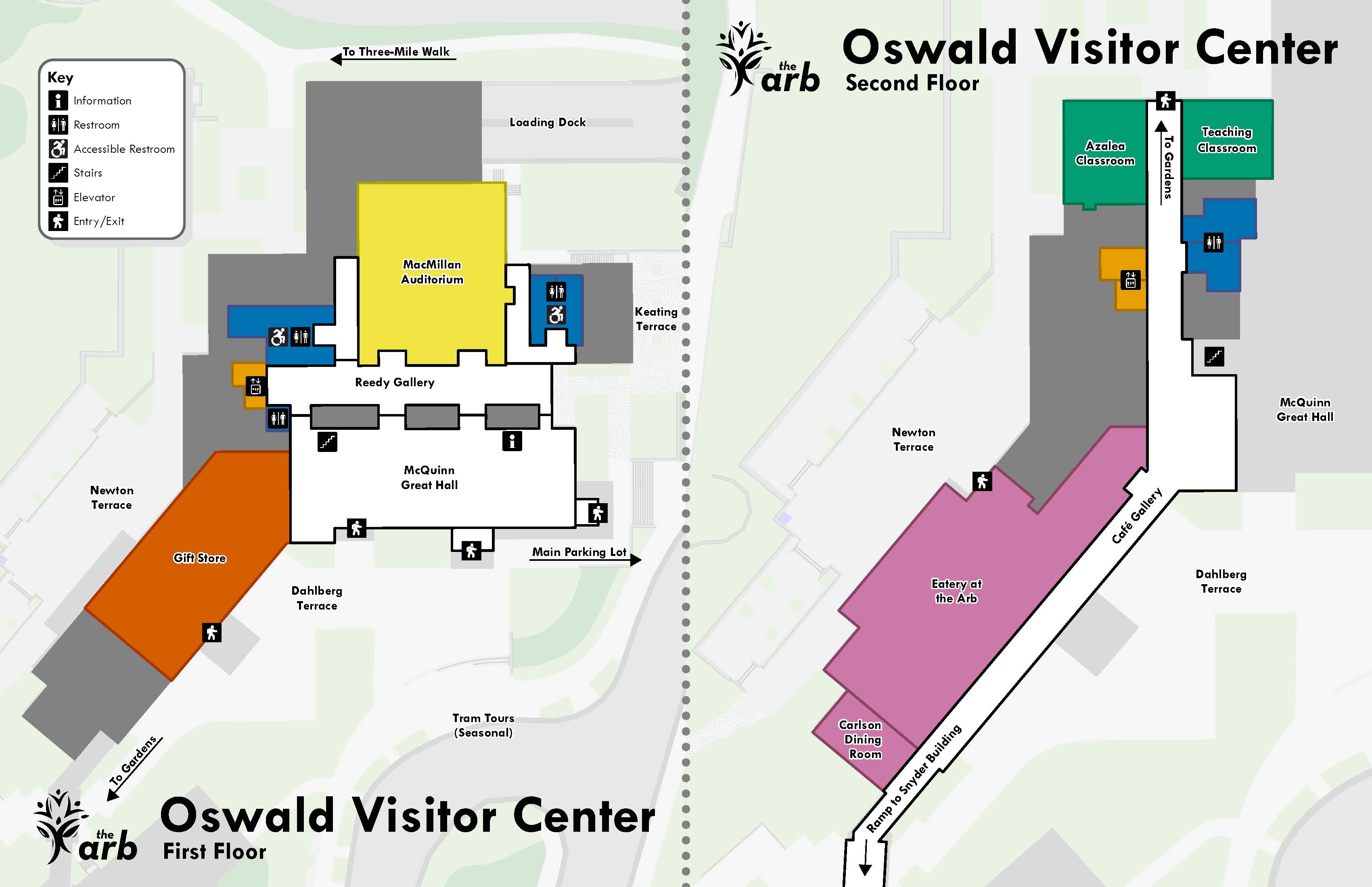 First and second floor maps of the oswald visitor center