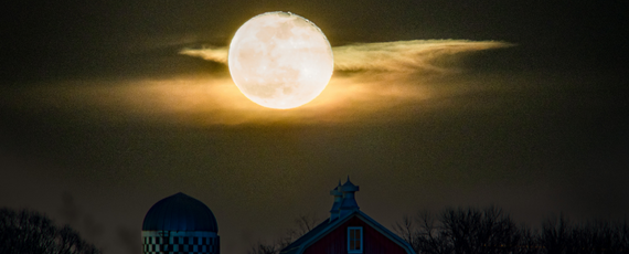 Moon over the red barn