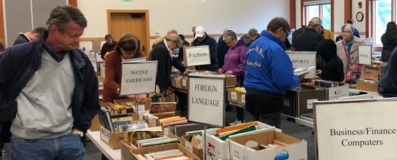 People shopping at the book sale