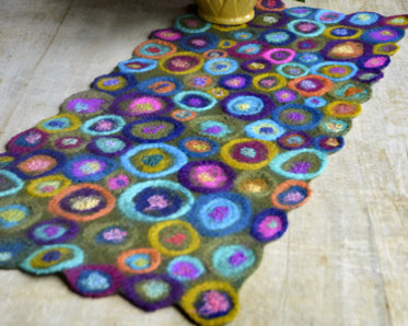 Felted circles table runner by Instructor Leslie Granbeck