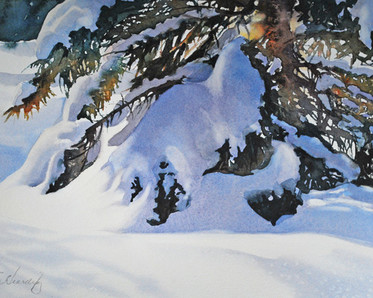 Winter watercolor "A Late Spring" by Instructor Catherine Hearding