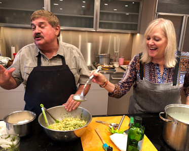 Joan and David Donatelle cooking a dinner together