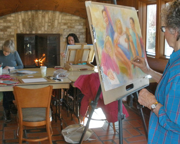 art studio participants in the Tea Room, photo by Wendy DePaolis