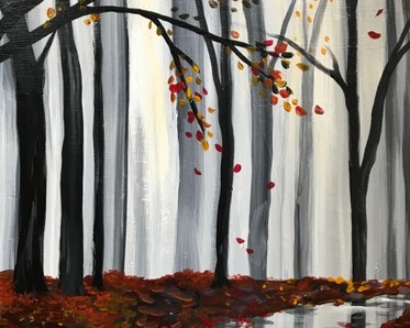 painting of falling leaves