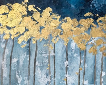 Acrylic painting of golden trees