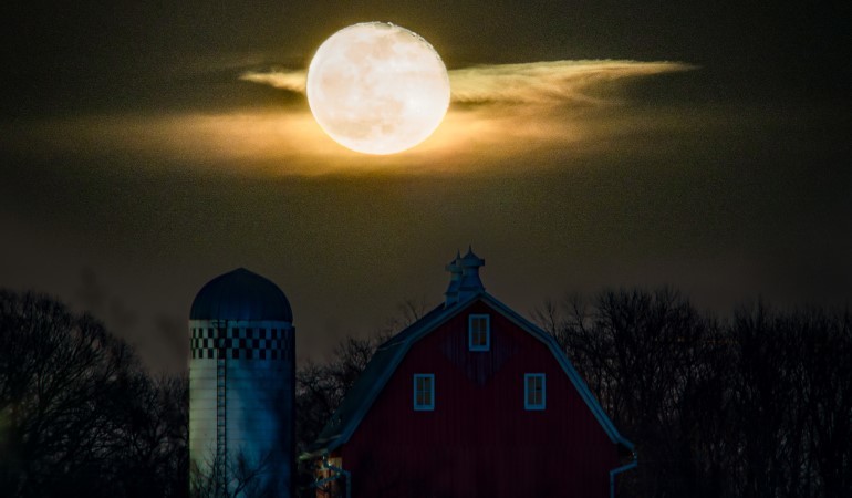 Full moon over Farm at the Arb