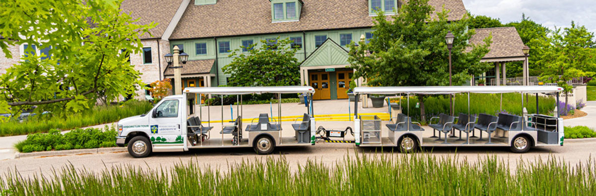 Tram in front of the Oswald Visitor Center