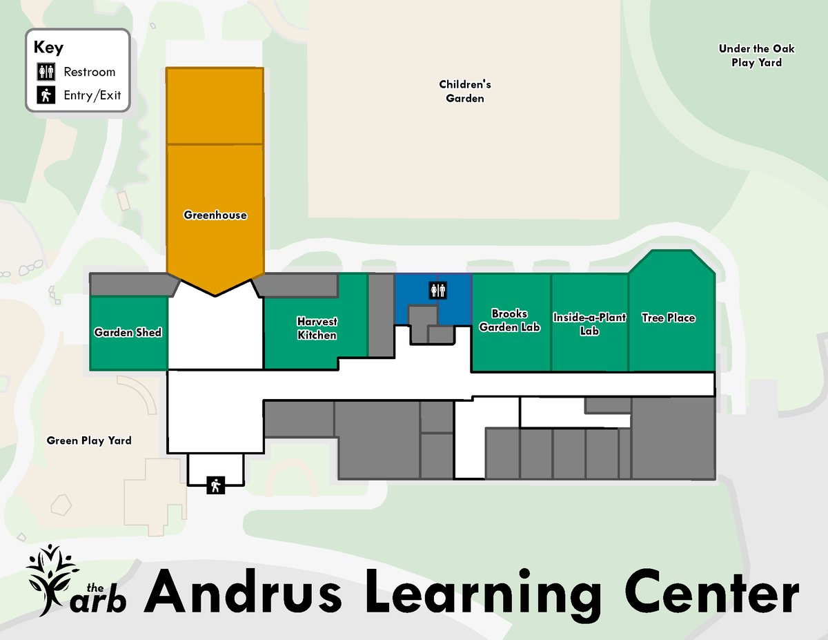 Colored map of the first floor of the Andrus Learning Center