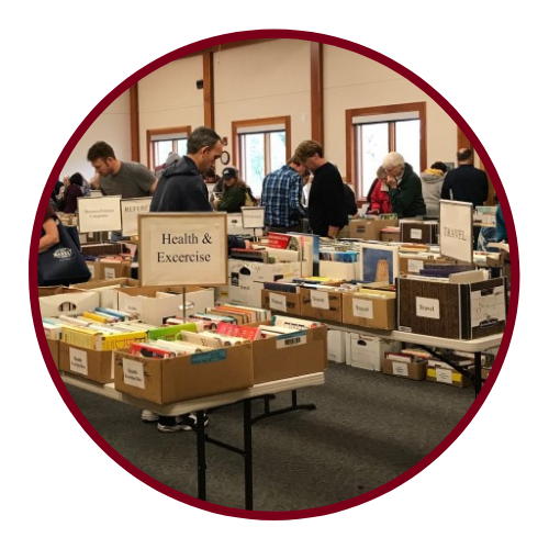 People shopping at the AHL book sale