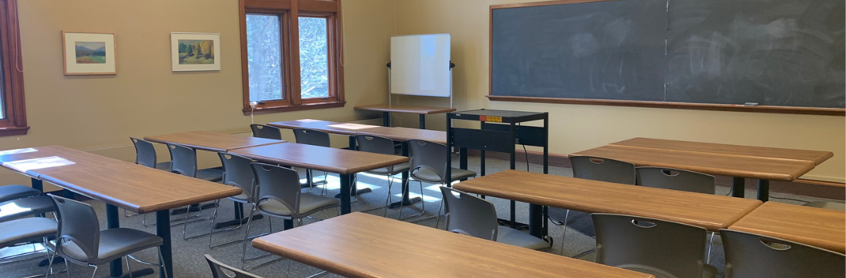 Tables and chairs in classroom 1