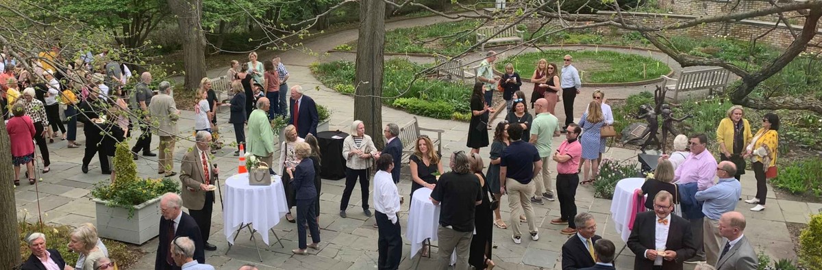 People on the morgan terrace for a private event