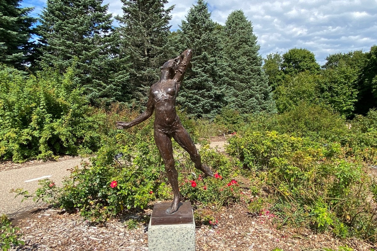 South wind sculpture in the rose garden