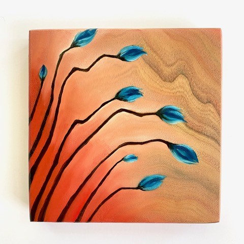 Orange and blue art on canvas