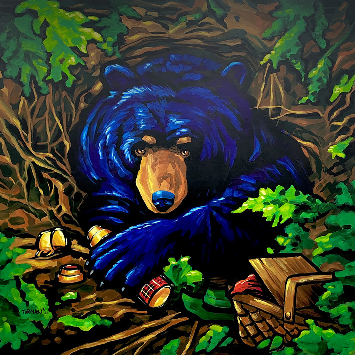 Blue bear painting by Adam Turman