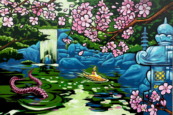 Japanese garden acrylic art