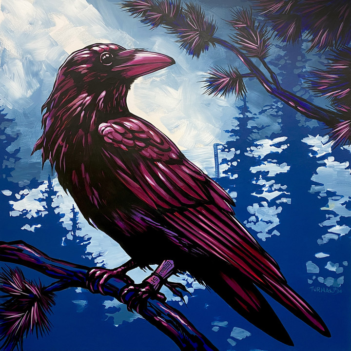 Raven acrylic painting by Adam Turman
